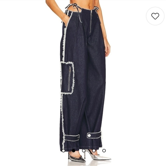 NWT Ceren Ocak Low waist pleated pant in navy blue - Picture 4 of 14